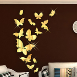 镜面蝴蝶3d水晶亚克力立体墙贴客厅卧室儿童电视房背景墙装饰家居