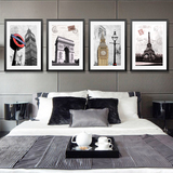 客厅现代有框画餐厅四联挂画卧室床头单幅装饰画风景建筑墙壁画