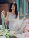 韩国代购正品Milkcocoa2016夏季印花镂空吊带连衣裙
