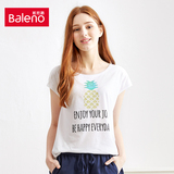Baleno/班尼路女装 甜美时尚印花珠片贴图T恤 学院风纯棉短袖上衣