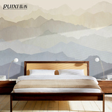 蕊西 中式墙纸壁画 会客厅沙发墙背景墙壁纸 设计师手绘水墨风景