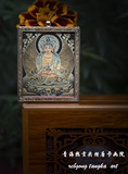 热贡唐卡手绘装框小唐卡长寿佛护身符西藏随身挂盒小唐卡画嘎乌