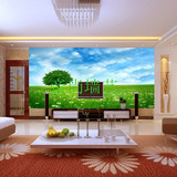 大型壁画 3d现代田园风景客厅电视卧室温馨背景墙纸壁纸蓝天草地