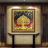 豪富华东南亚泰式金箔画客厅装饰画玄关壁炉油画书房有框壁画挂画