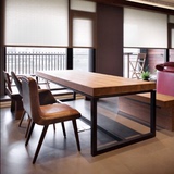 美式loft复古餐桌椅组合创意铁艺实木办公家具会议桌书桌长电脑桌