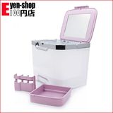 日本进口手提化妆箱塑料带镜子化妆包化妆品收纳盒大号整理盒药箱