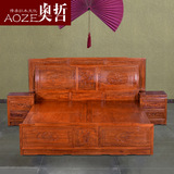 奥哲古典 非洲花梨实木双人床 红木中式床床头柜组合卧室家具 C47