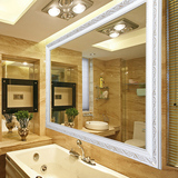 欧式实木浴室镜壁挂卫浴镜子洗手卫生间镜子梳妆镜化妆镜装饰镜
