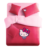 卡通凯蒂猫男女宿舍三四件套 简约纯色素色儿童kitty床单床上用品