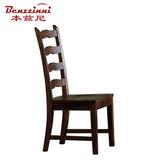 本兹尼Y03 自然做旧高背西餐椅 全实木仿旧仿古餐凳 橡木餐桌椅子