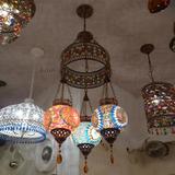 土耳其风格纯手工制作工艺品 复古马赛克琉璃彩灯咖啡厅悬挂吊灯