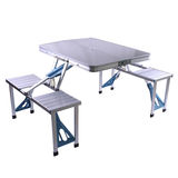 猎手户外折叠桌椅便携式野餐铝合金广告宣传会展业桌 连体桌椅套
