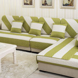 定做拼布条纹四季亚麻沙发垫防滑加厚布艺组合真皮欧式沙发坐垫