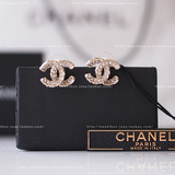 香港HK代购 Chanel/香奈儿 淡金色水钻 耳环 耳钉A61721