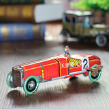 满包邮 80后经典怀旧 儿时童年 复古 发条铁皮玩具 红色老式赛车