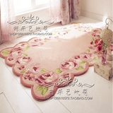 粉色玫瑰田园欧式茶几地毯客厅脚垫卧室榻榻米地垫床边大地毯满铺