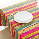地中海条纹餐桌布艺茶几台布书桌棉麻长方形防水圆桌现代简约桌布