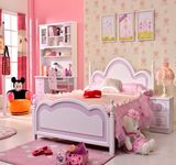 热卖韩式粉色儿童套房 女孩家具套房组合 欧式公主儿童环保整套双