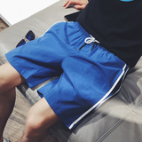 ◤简宿◢夏季韩版男士修身休闲短裤纯色两条杠运动裤宽松沙滩裤男