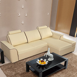 木维斯多功能现代简约皮艺沙发床组合客厅实木转角真皮储物沙发床