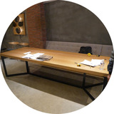 铁艺餐桌实木桌员工培训书桌子长方形会议桌洽谈桌长电脑桌办公桌