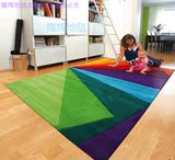 儿童地毯手工仿羊毛腈纶地毯拼色彩虹卡通动漫定制满铺特价包邮晴
