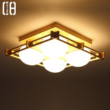 简约LED实木灯具新中式榻榻米原木客厅灯木质灯卧室灯日式吸顶灯