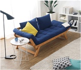包邮实木布艺沙发 日式小户型可拆洗多功能折叠懒人单双人沙发床