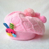 韩版婴儿帽子秋冬保暖女宝宝贝雷帽套头帽双层加绒羊毛帽3-6个月