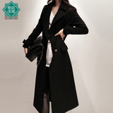 都岚2015秋冬新款韩版修身气质款毛呢外套女超长加厚款呢子大衣