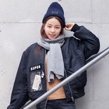 2016韩国原宿BF风透明口袋棉服外套贴标加厚棉衣显瘦棒球夹克女