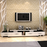 现代简约电视柜 客厅伸缩黑白烤漆电视机柜大小户型地柜茶几组合