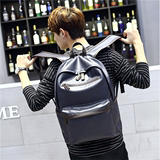代购双肩包男韩版真皮电脑包时尚潮流学生书包运动休闲背包旅行包