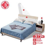 EBELLS现代简约板式床1.5米1.8米双人床韩式北欧床地暖床卧室家具