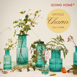 Arlene艾琳娜手工蓝色玻璃花瓶 水培花器 美式乡村家居装饰玻璃瓶
