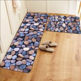 定制3D石头加长厨房脚垫防滑超薄款垫门厅浴室地垫卧室地毯鹅卵石