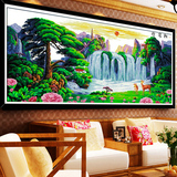 3D印花十字绣迎客松福禄版 新款客厅大幅迎客松2米风景山水画2.5
