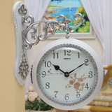 欧式双面挂钟创意时尚大号客厅时钟现代静音田园简约个性石英钟表