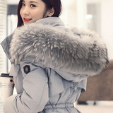 香港代购韩国冬装新款修身羽绒服中长款女款收腰貉子毛领外套