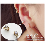 自留款 韩国代购纯14K金耳钉 一颗钻纯金黄金耳环 单钻耳骨圈耳扣