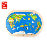 德国Hape木质世界地图2-3-4岁儿童益智早教环球地理动物认知拼图
