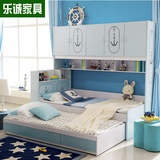 儿童多功能组合床男孩床女孩上下双层高低字母床衣柜带书桌蓝色