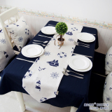 魔女庭院藏蓝色地中海风格简约纯色素色桌布台布茶几布餐桌布艺