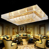 金色客厅长方形水晶灯 奢华大气吸顶灯饰LED卧室餐厅遥控灯具包邮