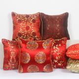 丝绸多功能抱枕被子两用大号靠垫被结婚含芯红色红木沙发靠枕包邮