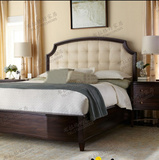 高端家具定制简约美式新古典布艺真皮1.51.8米实木高端婚床双人床