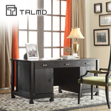TALMD现代中式风格 简约实木雕刻抽屉书桌 写字桌 办公桌高端定制