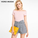Vero Moda2016春夏新款短袖一字领超弹修身女式T恤|316201514