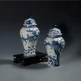 陶瓷小花瓶青花瓷摆件 手绘仿古景德镇瓷器将军罐盖罐装饰艺术品