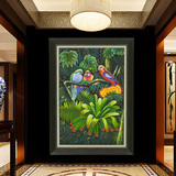 动物纯手绘油画客厅欧式酒店家居装饰油画壁画鹦鹉植物餐厅挂画